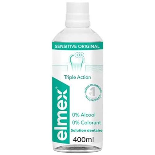 ELMEX Bain de Bouche elmex Sensitive Original - Protection 3x Supérieure Contre les Caries - Fluorure d'Amines - Sans Colorant - Soulage Sensibilité Dents - Soin Bucco-Dentaire Complet en 30s