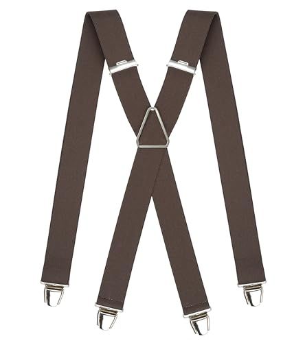 PIERROT Bretelles Homme Larges Made in France - Elastique Ultra Résistant & 4 Clips Extra Fort en X - Taille Ajustable Jusqu’à 130cm - Garantie à Vie - Fabrication Artisanale