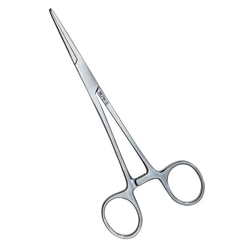 MJW Professionnel Droit Pince Hémostatique Fabriqué en Acier Inoxydable Utilisé comme Toilettage d'animaux et Chien Cheveux d'oreille Pince à Epiler - Pince à Enlever Les Hameçons
