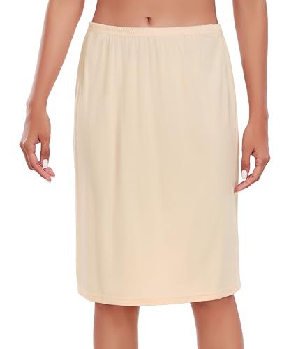 Wikoan Jupon Court Femme Invisible Demi-Jupe Elastique Couleur Unie Jupe Nude M