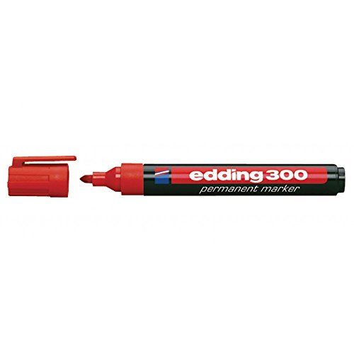edding 300 Marqueur permanent - rouge - 10 stylos - pointe ronde 1,5-3 mm - sèche vite, résiste à l'eau et aux frottements - pour carton, plastique, bois, métal, verre