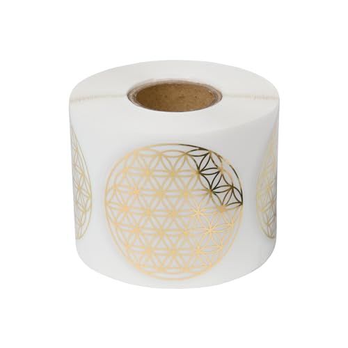 Étiquettes PROlac Étiquettes en rouleau fleur de vie transparent/or 50x50mm