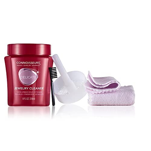 Connoisseurs Kit de Nettoyage Polyvalent pour Bijoux | Nettoyant pour Bijoux avec Chiffon de Polissage Or et Argent | Chiffon de Nettoyage pour Argent et Chiffon de Polissage doré avec Solution de