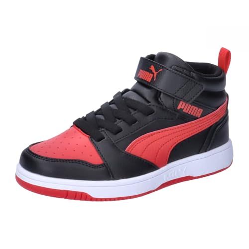 PUMA Chaussures Rebound V6 Mid AC+ PS CODE 393832-11, Noir et rouge., 31 EU