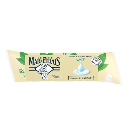 Le Petit Marseillais | Recharge Crème Lavante Mains Lait (berlingot de 250 ml) – Recharge savon liquide avec 92 % d'ingrédients d'origine naturelle – Savon mains au pH neutre pour la peau