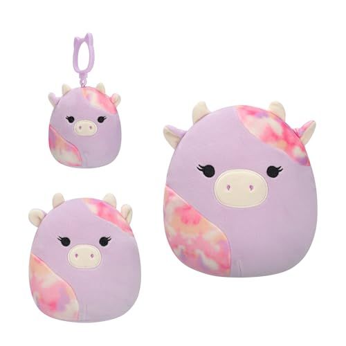 Squishmallows Lot de 3 Vaches Suri Coucher de Soleil (8,9 cm, 12,7 cm, 20,3 cm) - Peluche officielle Jazwares