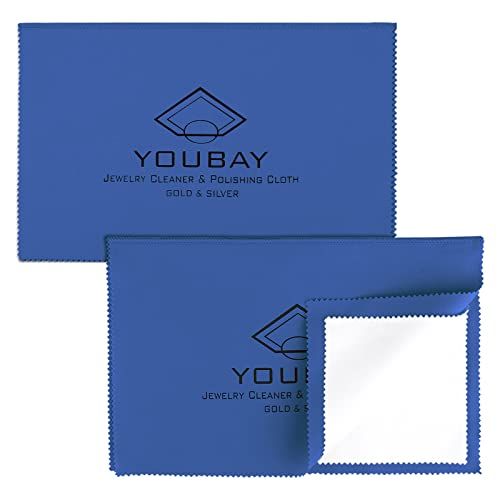 Youbay Chiffons de Nettoyage et Chiffon de Polissage pour Argent - bijoux pour le nettoyage de l'or jaune Platine Brillance renouvelée I Chiffon pour à quatre couches nettoyage(Bleu)