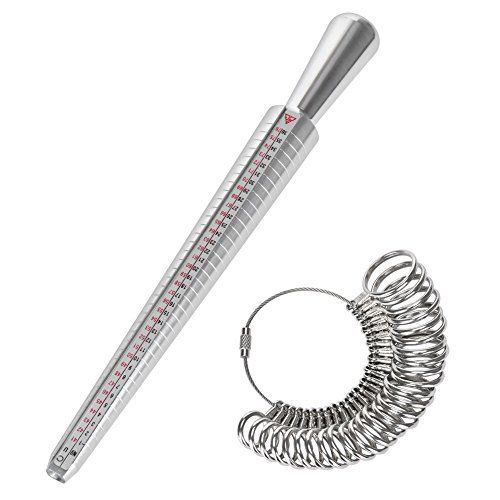 Towinle Baguier Calibreur de 41 à 76 Mesure de Taille de Doigt Jauge Anneaux Outil de Bague en Métal avec 3 Echelles de Mesure (eu, us, uk)