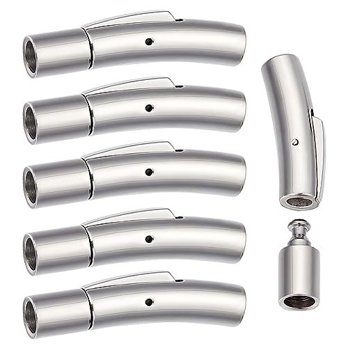 UNICRAFTALE Lot de 6 fermoirs pour bracelet et collier – Colonne, tube à baïonnette et cordon en cuir pour la fabrication de bijoux – Trou de 4,3 mm