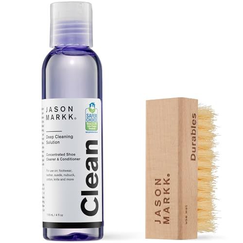 Jason Markk Essential Kit Nettoyage Chaussure, Avec une brosse à chaussures, Ideal pour les baskets, et les chaussures en cuir pleine fleur, caoutchouc et autres matériaux, 118 ml