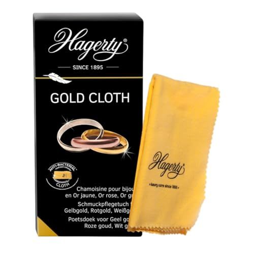 Hagerty Gold Cloth Chiffon pour l'or 36 x 30cm I Chamoisine imprégnée 100 % coton I Chamoisine de polissage efficace pour nettoyer et entretenir l'or jaune, blanc ou rose I Pour un éclat renouvelé