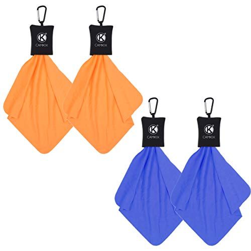 Camkix Chiffon de Nettoyage avec Poche Inférieure Ouverte et Mousqueton – Paquet de 4 - Chiffon en Microfibre extraite (7,9" x 7,9 ") - pour Les Surfaces délicates et Les optiques sensibles