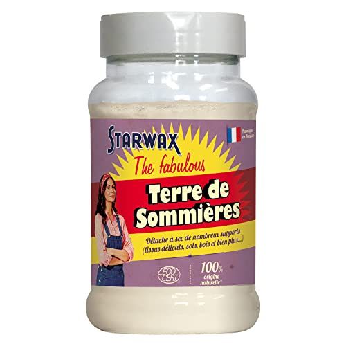 STARWAX THE FABULOUS - Terre de Sommières - Détache à Sec de Nombreux Supports (Tissus Délicats, Sols, et Bien plus) - Argile 100% d'Origine Naturelle - Fabriqué en France - 200 gr