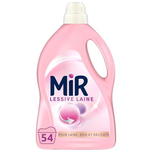 Mir - Lessive Liquide - Lessive Laine - Main & Machine - Raviveur - Formule Unique 3en1 - Douceur - Fibres - Tenue - Toucher Cachemir - Anti-Bouloche - Pour Laine - Soie - Délicats - 54 Lavages