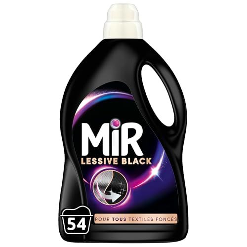 Mir - Lessive Liquide - Lessive Black - Main & Machine - Raviveur - Formule Unique 3en1 - Couleurs - Fibres - Fraîcheur - Nettoie avec Soin - Anti-Bouloche - Pour tous les Textiles Foncés - 54 Lavages