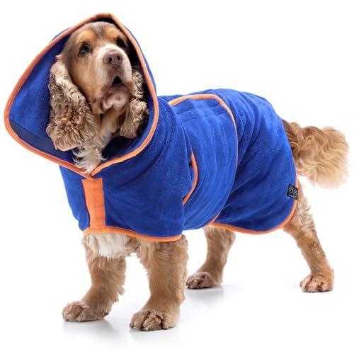 Lucky Paws® Peignoir Chien Super absorbante – Peignoir pour Chien à Double Couche Luxueuse – Serviette Ultra Douce – Séchez Votre toutou sans Effort en Quelques Minutes (M, Bleu)