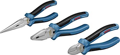 Bosch Professional set de 3 pinces (pince universelle, pince à long bec et pince coupante diagonale, avec calage L-BOXX)