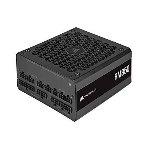 Corsair RM850 (2021), RM Series, 850 Watts 80 Plus Gold Alimentations ATX Entièrement Modulaires (Trois Connecteurs EPS12V, Fonctionnement Silencieux, Mode Zero RPM, Condensateurs 105 °C) Noir