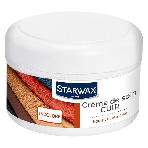 STARWAX - Crème nourrissante cuir - Entretien et Préserve Souplesse et Brillance - A La Lanoline et Huile de Pied de Bœuf - Incolore - Pénètre en Profondeur - Fabriquée en France - 150ml