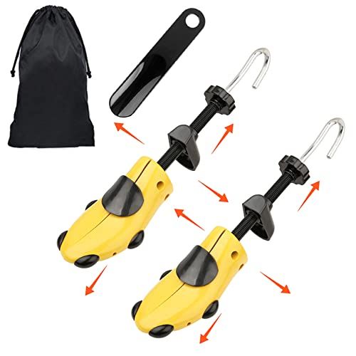 Halcent 1 Paire Embauchoirs Plastique avec Métal Arbre de Chaussure avec Chausse-Pied Embauchoir Homme Femme, Yellow, EU 41-46