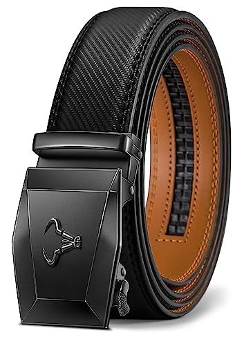 BULLIANT Ceinture Homme, Ceinture Homme Cuir avec Boucle à Cliquet Automatique,Large 35mm,Taille Ajustable(Noir-110cm/30-36" taille réglable)