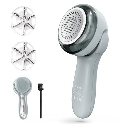 Rasoir Anti Bouloche Vetement, Rasoir Bouloche électrique avec 3 Lames & poignée rotative & 2 Vitesses, Rapide Rasoir Anti Peluche Vetement Appareil Anti Bouloche pour Vetement, Laine, Pulls, Tapis