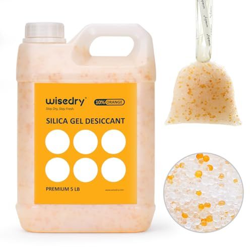 wisedry Perles de Gel de silice réutilisables avec indicateur de Couleur - Rechargeable - Gel de silice - Déshydratant en Vrac - avec 10 sachets en Organza