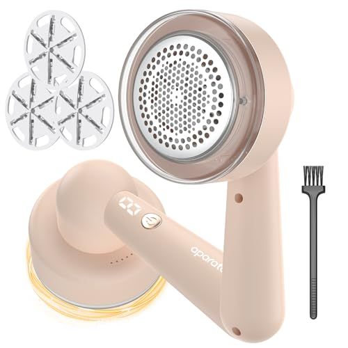 Rasoir Anti Bouloche, Rasoir Bouloche USB Rechargeable, Rasoir Textile Anti-Bouloches électrique avec 3 Lames Rechange et Brosse Nettoyage pour Vêtement, Couverture, Coussin, Pulls, Meubles, Tapis