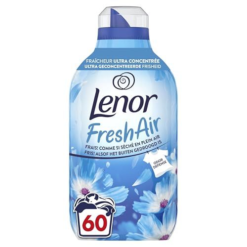 Lenor Fresh Air Adoucissant 60 Lavages, Parfum Fraîcheur Matinale, Protection Anti-Odeurs, Fraîcheur Ultra Concentrée, Fabriqué En France