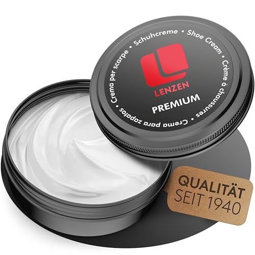 Lenzen Premium Cirage à Chaussures I Crème Nourrissante pour Cuir Lisse et Grainé (Blanc)