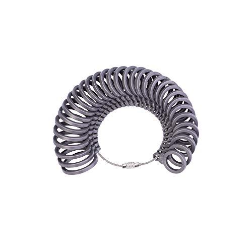 Beauty7 Baguier Calibre Mesure de Taille de Doigt Jauge pour Bague Anneau Outil de Dimensionnement Standard Plastique Europeenne Gris Taille 43-74