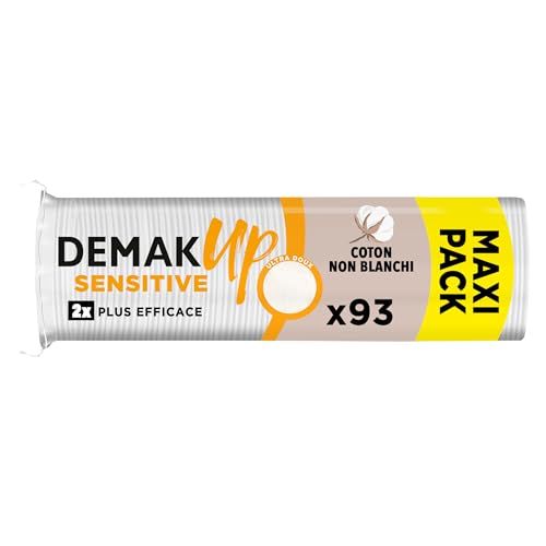 Demak'Up Sensitive Disques Cotons à Démaquiller - Visage et Yeux - 100% Fibres de Coton Naturelles - 93 Cotons