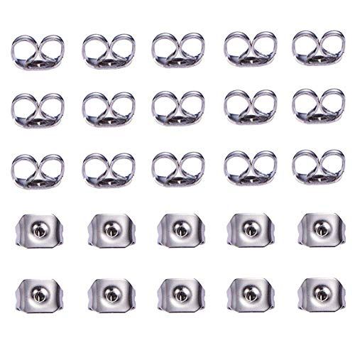 HQ-CLOUD Lot de 100 Fermoirs de Boucles d'Oreilles,Embout Poussoirs A Clou d'Oreilles - argenté