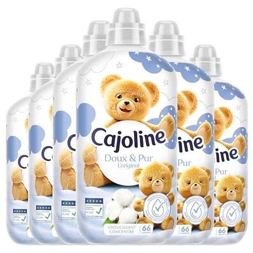Cajoline Adoucissant linge liquide hypoallergénique L'Original Doux & Pur testé dermatologiquement adapté aux peaux sensibles et bébé ECARF - Lot de 6x66 lavages -1,386L