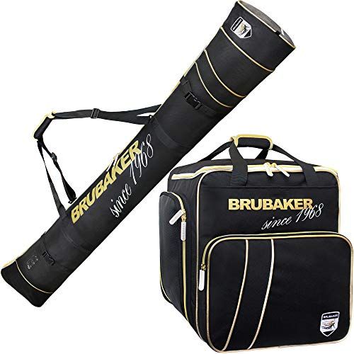 BRUBAKER - Set de Ski 'Grenoble' - Sac à Chaussures de Ski & Housse à Skis - 170 cm - Noir/Doré