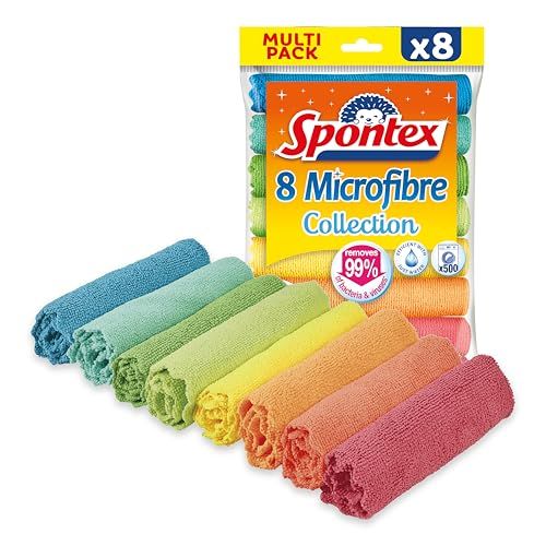 Spontex Microfibre Collection | Microfibres Multi-usages | 8 Chiffons de Nettoyage en Microfibre