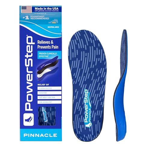Powerstep Pinnacle Shoe Insoles - Shock-Absorbing Arch Support and Cushioning for Plantar Fasciitis