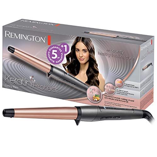 Remington Boucleur à cheveux [Conique 19-28mm: Ondulations naturelles] Keratin Protect (Soin Kératine & Huile d'amande,Céramique Premium,Contrôle Digital de température 130-210°C) Fer à boucler CI83V6