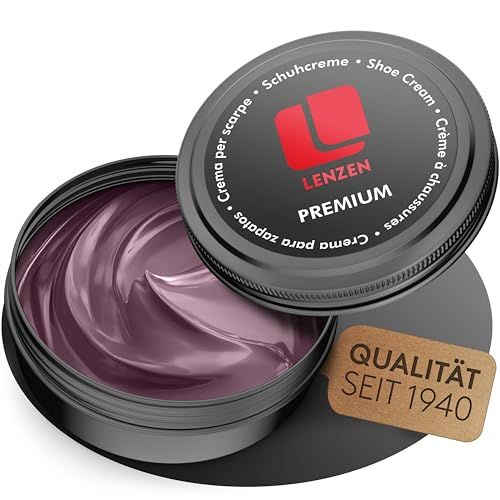 Lenzen Premium Cirage à Chaussures I Crème Nourrissante pour Cuir Lisse et Grainé (Bordeaux)