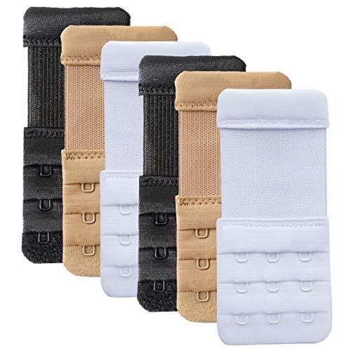 6 Pièces Extensions pour soutien-gorge 3 Crochet Bra Extenders 3 Hook Élastique Attaches de Soutien-Gorge (3 Crochets, 6 pièces, 3 crochets 1,27 cm espacement)