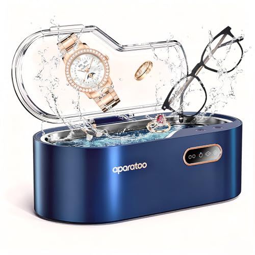 Tiptop Home Appareil de nettoyage à ultrasons pour lunettes, 450 ml, avec 4 réglages de temps 45 kHz, nettoyeur à ultrasons professionnel pour bijoux, lunettes, montres, argent, bagues, colliers, rasi