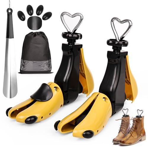 Ostyel Lot de 2 élargisseurs de chaussures réglable, longueur et largeur, élargisseur professionnel pour bottes, baskets, jaune, 36-41