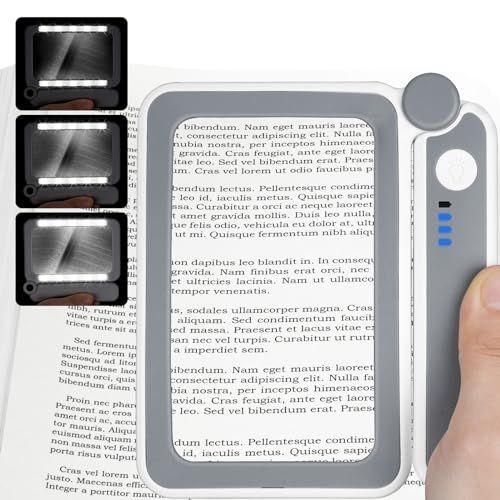 Vicloon Loupe de Lecture Avec 10 LED Lumières - Grossissante, Éclairante, Pliante et à Main Pour Livres Scientifiques, Journaux, Bijoux, Insectes et Travaux Manuels