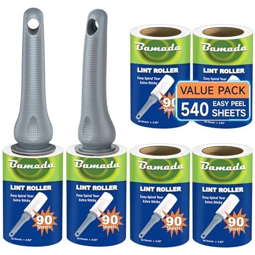 Brosse Anti Poils Animaux 540 Feuilles très adhésives - Extra Collant Rouleau adhesif Vetement, Brosse Adhesive Poils Animaux (Gris)