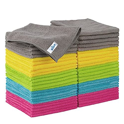 MR.SIGA Chiffon Microfibre, Lavette Microfibre Serviette Tout Usage, Lot de 50, Taille 30 x 30 cm