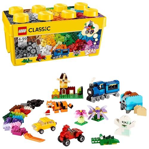 LEGO 10696 Classic La Boîte de Briques Créatives, Jouet et Ensemble de Rangement avec Briques, Roues, Fenêtres, Idée Cadeau Anniversaire, Enfants 4 Ans