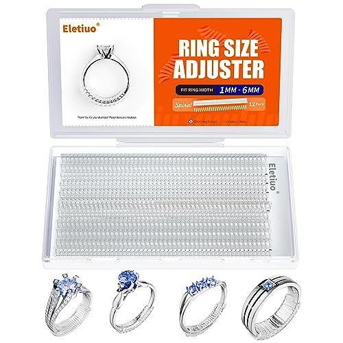 Lot de 12 ajusteurs de taille de bague pour bagues lâches invisibles en silicone transparent - 4 tailles - S'adapte à presque toutes les bagues pour homme et femme