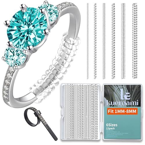 Lot de 12 ajusteurs de taille de bague pour bagues lâches, 6 tailles, redimensionneur invisible pour homme et femme, les inserts d'espacement rendent les bagues plus petites sans les redimensionner