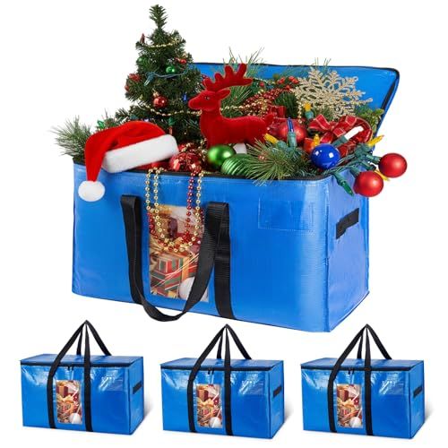 TAILI Sacs de Déménagement Extra-Larges avec Couvercle et Fenêtre, 4 PCS Housse de Rangement pour Vêtements,Couette,Literie,Alternative aux Cartons Déménagement,sacs de rangement résistants