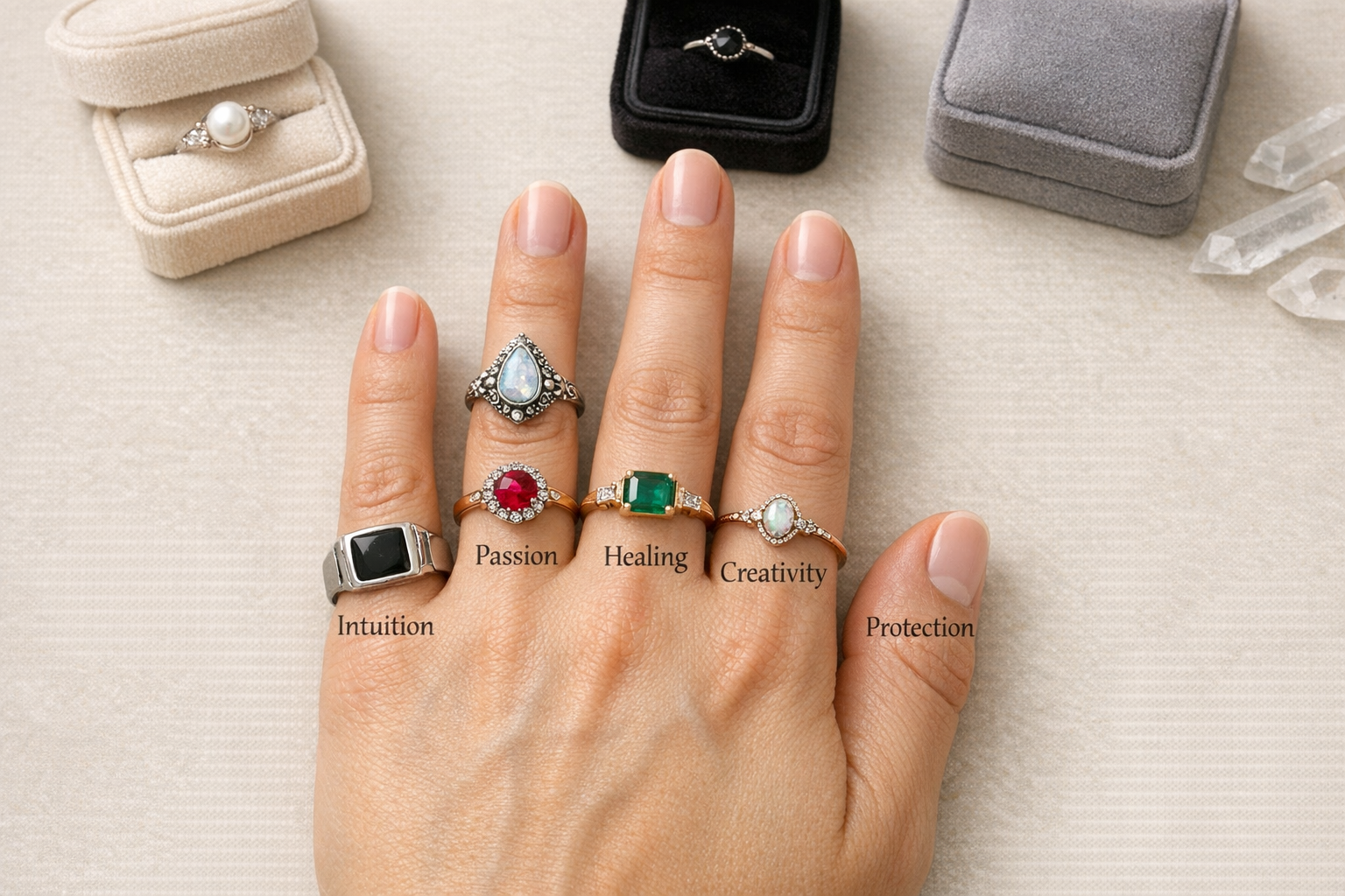 À quel doigt porter une bague en fonction de sa symbolique ?